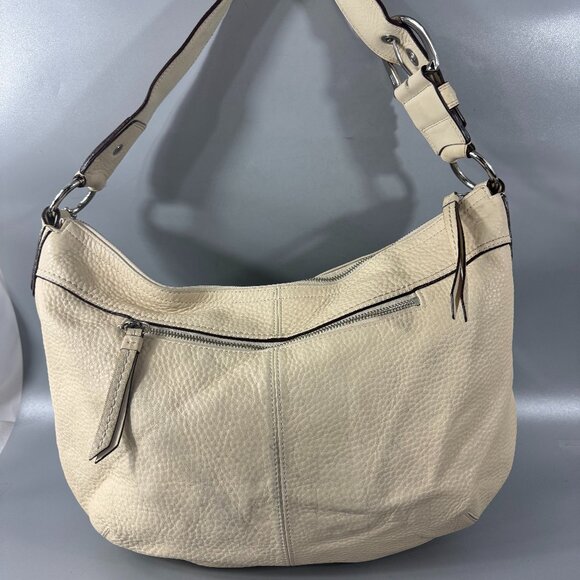 Coach F13731 Soho Pleated Ivory Pebbled Leather Hobo Shoulder Bag - Picture 3 of 13